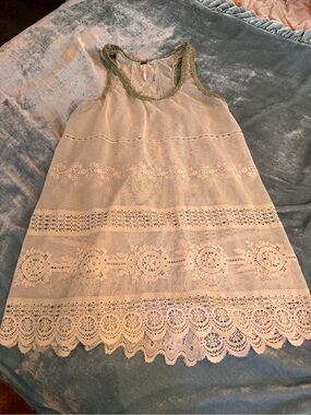 Mint Green Lace Tank Dress withTrim